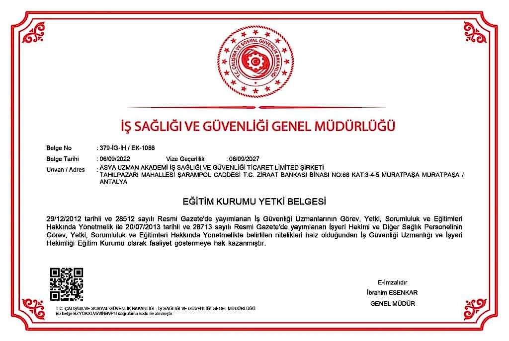 İş Güvenliği Kursu / A,B,C Sınıfı İSG Kursu / İSG Eğitimi 17 antalya isg kursu yetki belgesi