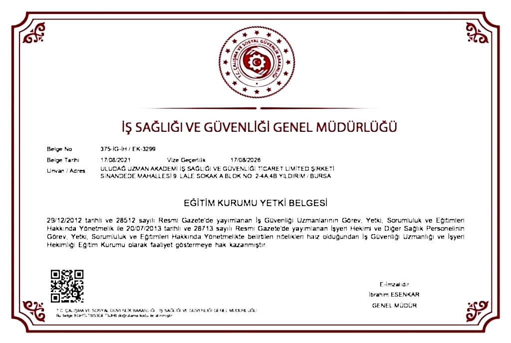 İş Güvenliği Kursu / A,B,C Sınıfı İSG Kursu / İSG Eğitimi 16 bursa isg kursu yetki belgesi