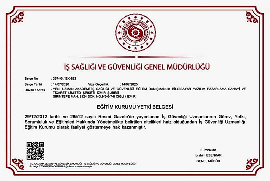 İş Güvenliği Kursu / A,B,C Sınıfı İSG Kursu / İSG Eğitimi 14 izmir isg kursu yetki belgesi